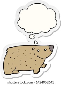cartoon bear with thought bubble as a printed sticker