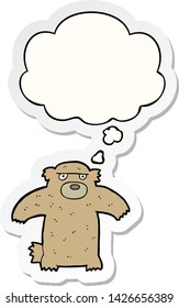 cartoon bear with thought bubble as a printed sticker