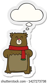 cartoon bear with thought bubble as a printed sticker