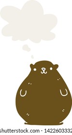cartoon bear with thought bubble in retro style