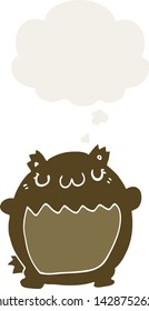 cartoon bear with thought bubble in retro style