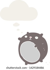 cartoon bear with thought bubble in retro style