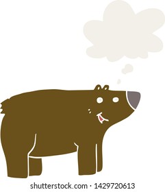 cartoon bear with thought bubble in retro style
