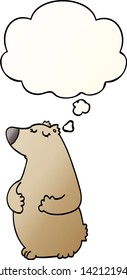 Cartoon-Bär mit Gedankenblase im Stil eines glatten Farbverlaufs