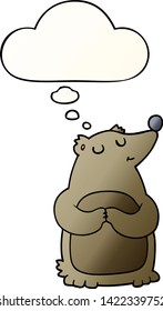 oso de dibujos animados con burbuja de pensamiento en un estilo de gradiente suave