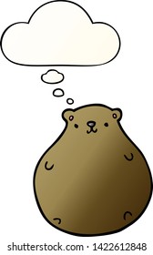 oso de dibujos animados con burbuja de pensamiento en un estilo de gradiente suave