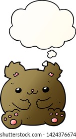 urso de desenho animado com bolha de pensamento em estilo gradiente suave