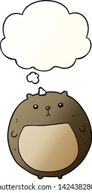 cartoon bear with thought bubble in smooth gradient style