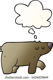 oso de dibujos animados con burbuja de pensamiento en un estilo de gradiente suave