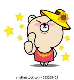 Cartoon bear Thumbs up  vector illustration