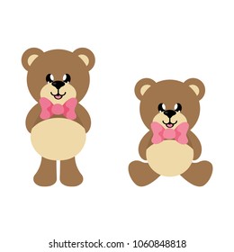 cartoon bear with tie and bear sittiing set