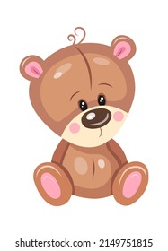 Cartoon bear toy. Vector illustration