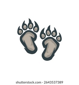 Pistas de oso de dibujos animados pisotean sobre un fondo blanco liso