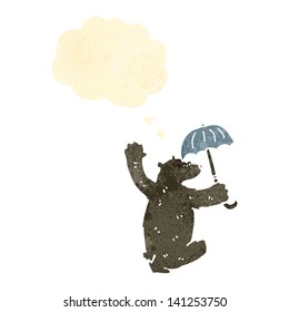 cartoon bear with umbrella