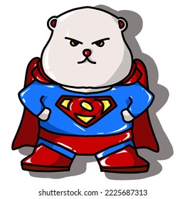 Cartoon bear vector design with superhero costume suitable for logos, stickers and others