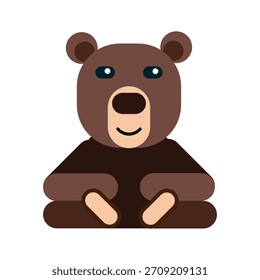 Ilustração vetorial de urso de desenho animado. Personagem de urso bonito em formas básicas. Ilustração geométrica infantil.