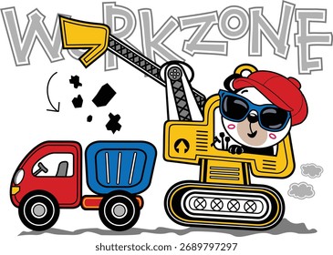 desenho animado urso vetor no caminhão ilustração design gráfico