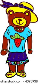 Cartoon bear, vector sketch