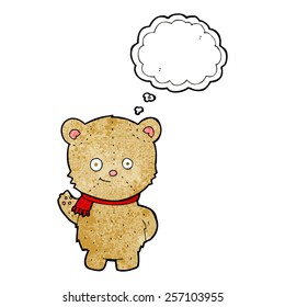 cartoon bear waving with thought bubble