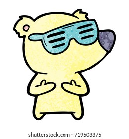 cartoon bear wearing sunglasses