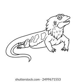 Cartoon bearded dragon line art