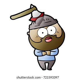 cartoon bearded man with axe in head