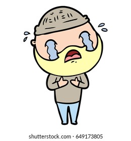 caricatura de un hombre con barba llorando