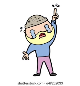cartoon bearded man crying