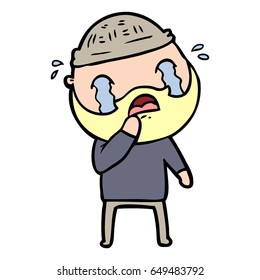 cartoon bearded man crying