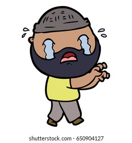 caricatura de un hombre con barba llorando