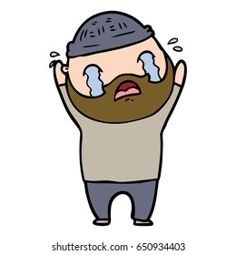 cartoon bearded man crying