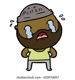 cartoon bearded man crying