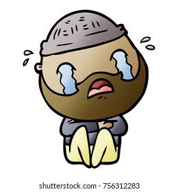 caricatura de un hombre con barba llorando