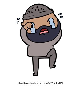 caricatura de un hombre barbudo llorando y pisoteando