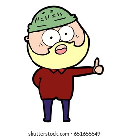 cartoon bearded man giving thumbs up sign