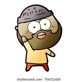 cartoon bearded man holding up hand