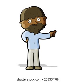 cartoon bearded man pointing