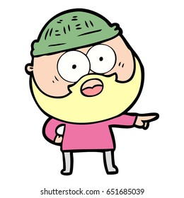 cartoon bearded man pointing