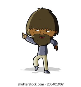 caricatura de un hombre barbudo señalando y riendo