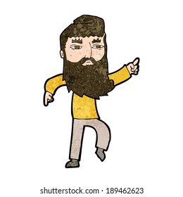 cartoon bearded man pointing the way