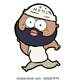 cartoon bearded man running