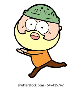 cartoon bearded man running away
