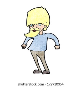 cartoon bearded man shrugging shoulders
