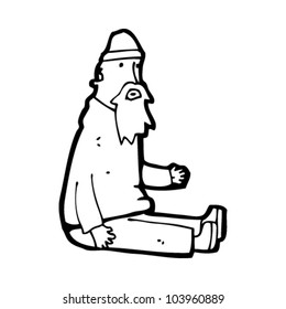 cartoon bearded man sitting