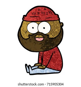 cartoon bearded man sitting