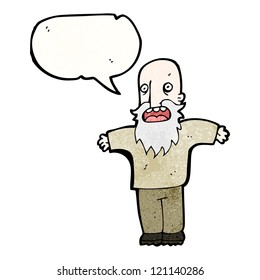 cartoon bearded man with speech bubble