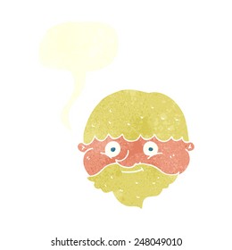 cartoon bearded man with speech bubble