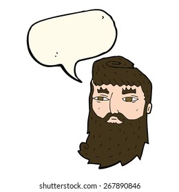 caricatura de un hombre barbudo con burbuja de habla