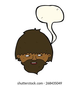 cartoon bearded man with speech bubble