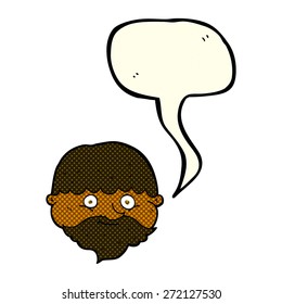 caricatura de un hombre barbudo con burbuja de habla